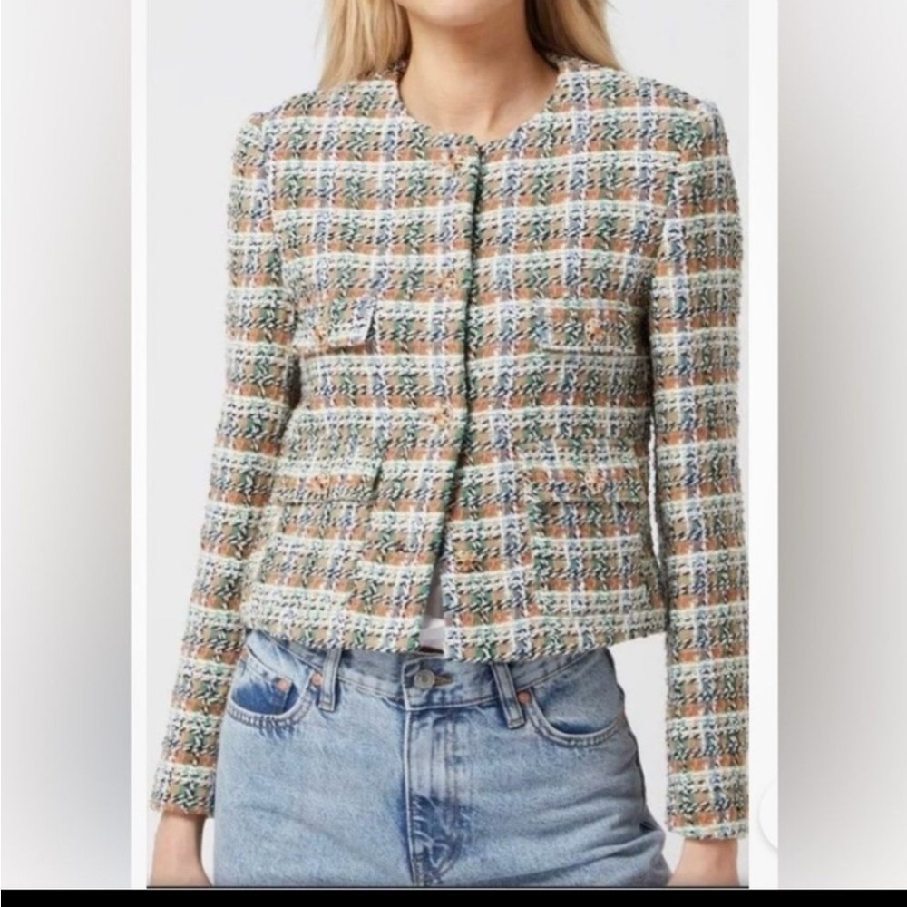 Anthropologie Autres Filles Boucle Tweed Blazer Size Medium, Multicolor Buttons